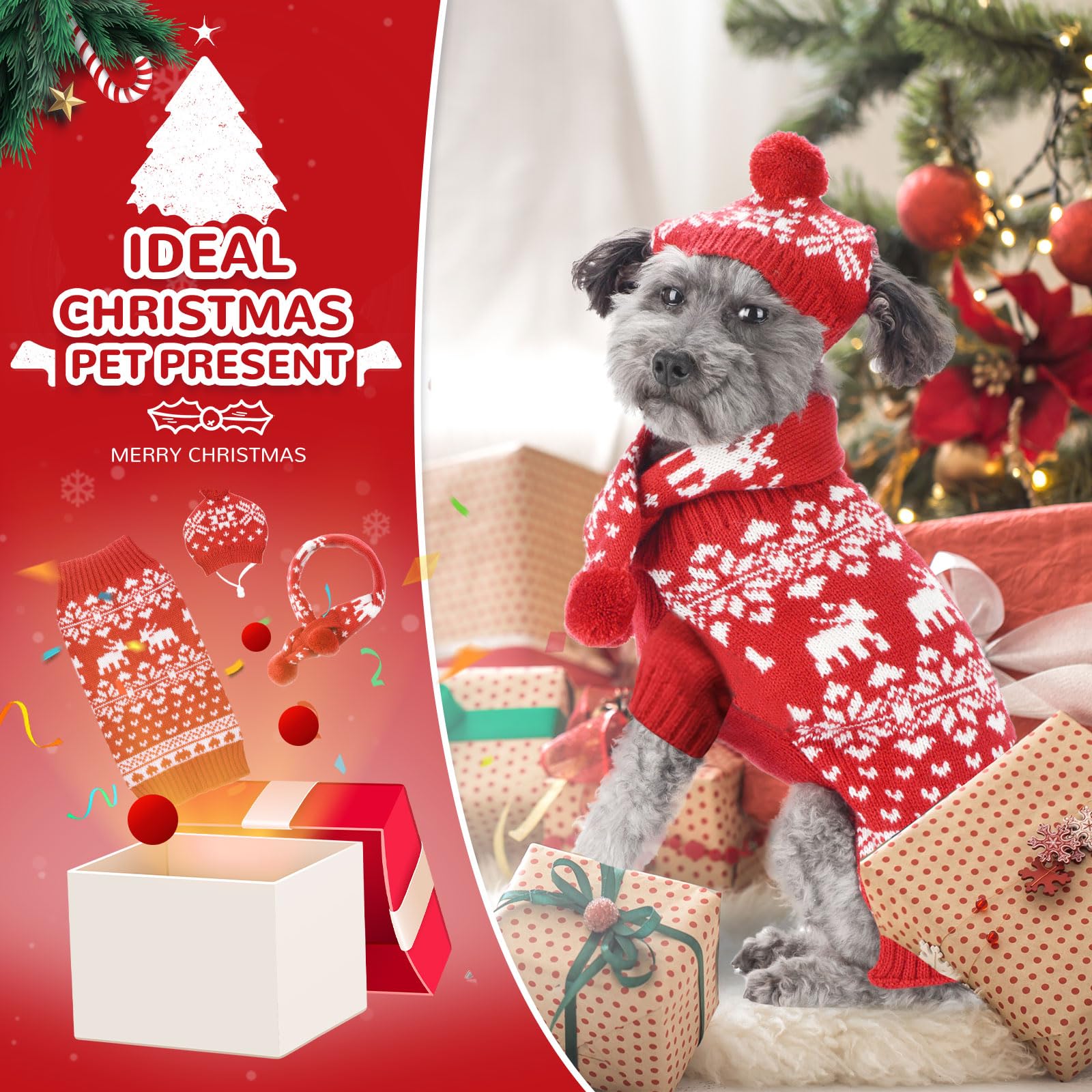 Petcare soft breathable knit fabric on dog sweater for comfy all-day wear.