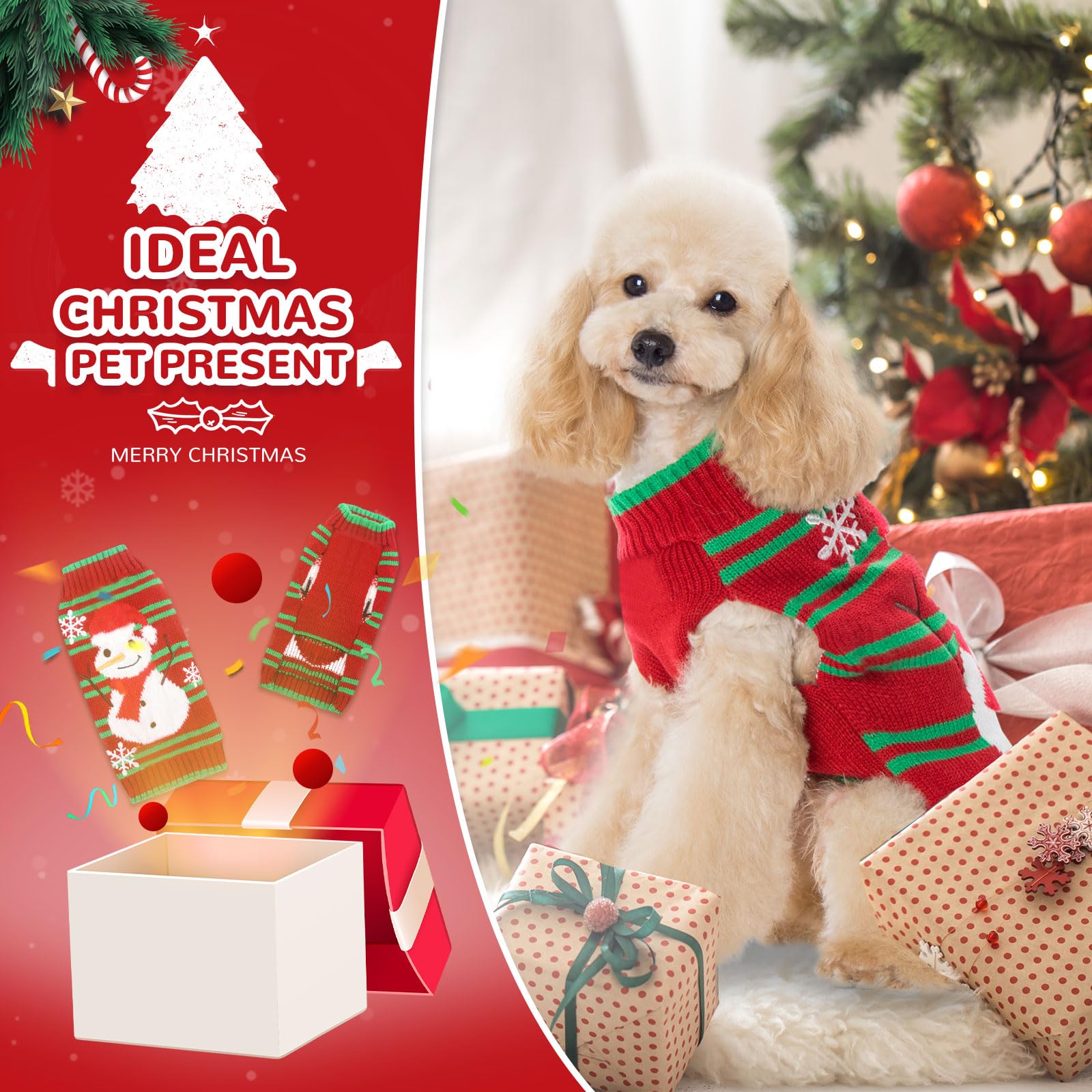 Petcare Stretchy-knit Dog Sweater demonstrates easy-on design for busy owners.