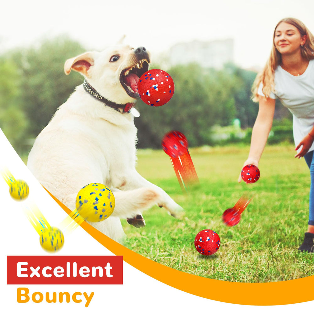 Petcare textured surface dog ball provides a tactile chew and gum massage.