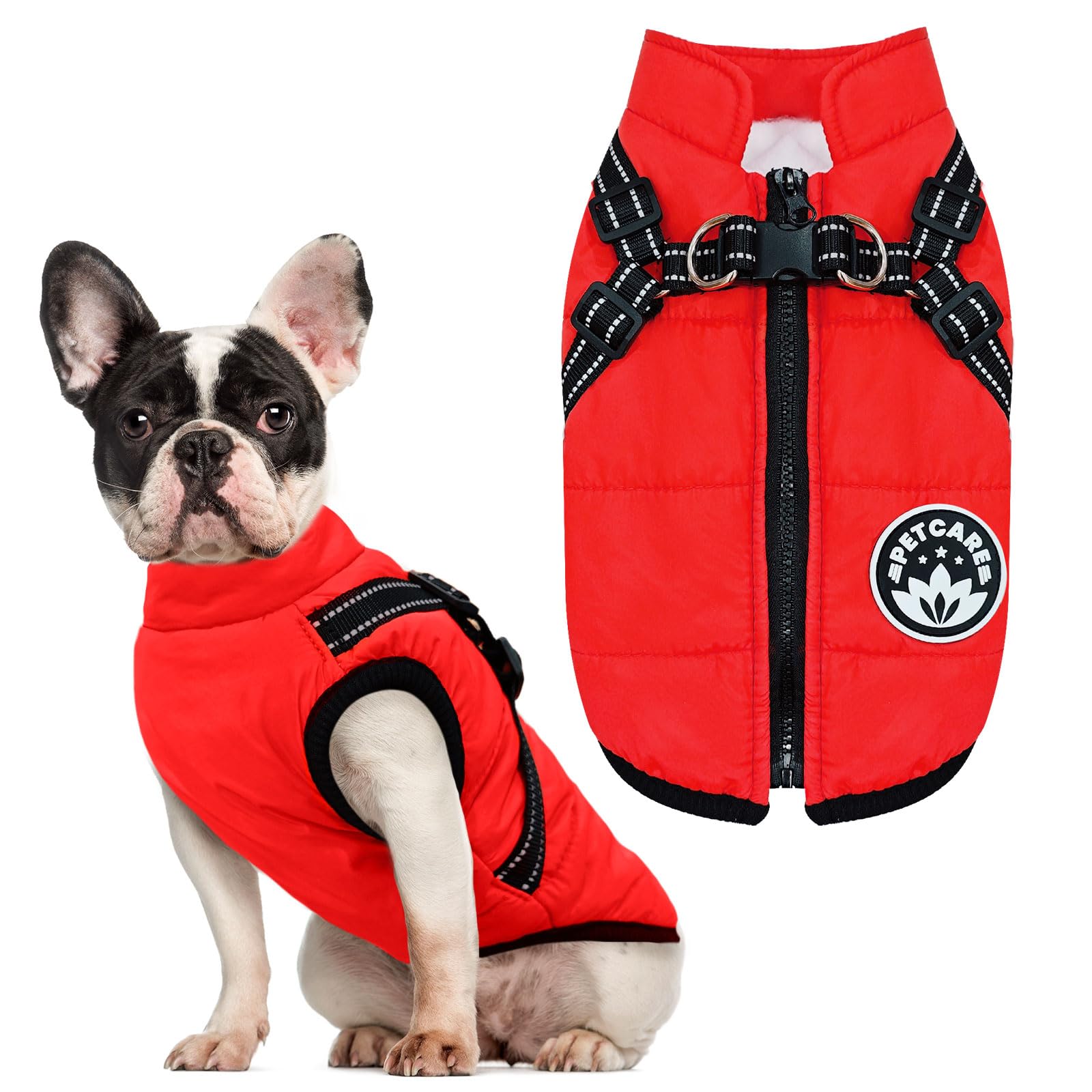 Petcare inner fleece lining provides cozy warmth without bulk
