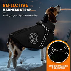 Petcare Winter Dog Coat with reflective strip enhances visibility at night