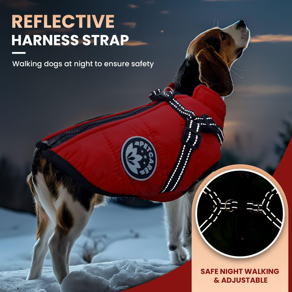 Petcare winter dog coat side zip for secure fit and quick on/off