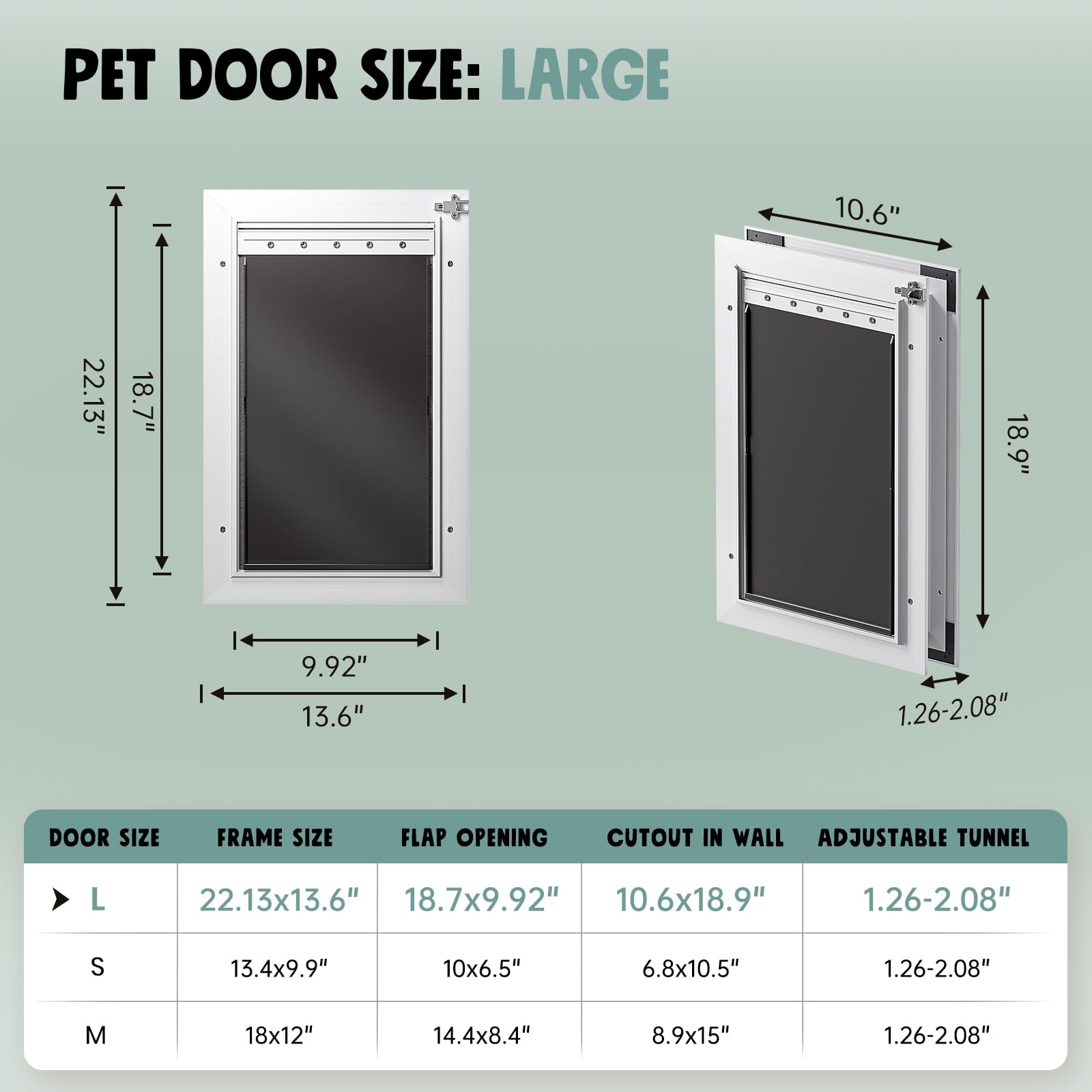 PETCOMING dog door rust-resistant frame emphasizes weatherproof durability