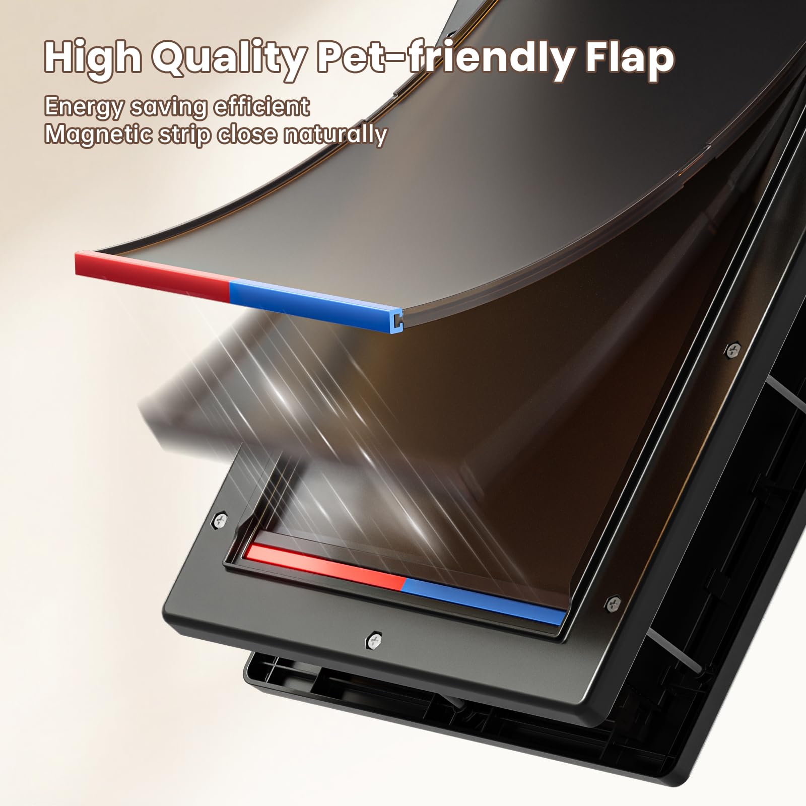 PETCOMING two magnetic flaps close smoothly, enhancing wind and rain resistance around the doorway.