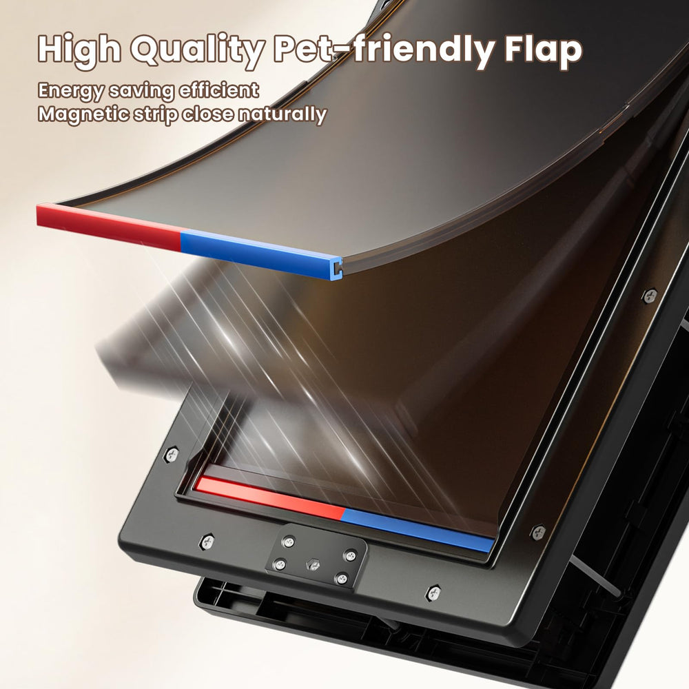 Petcoming dual-flap system is visible here, delivering weather protection and quieter closure.