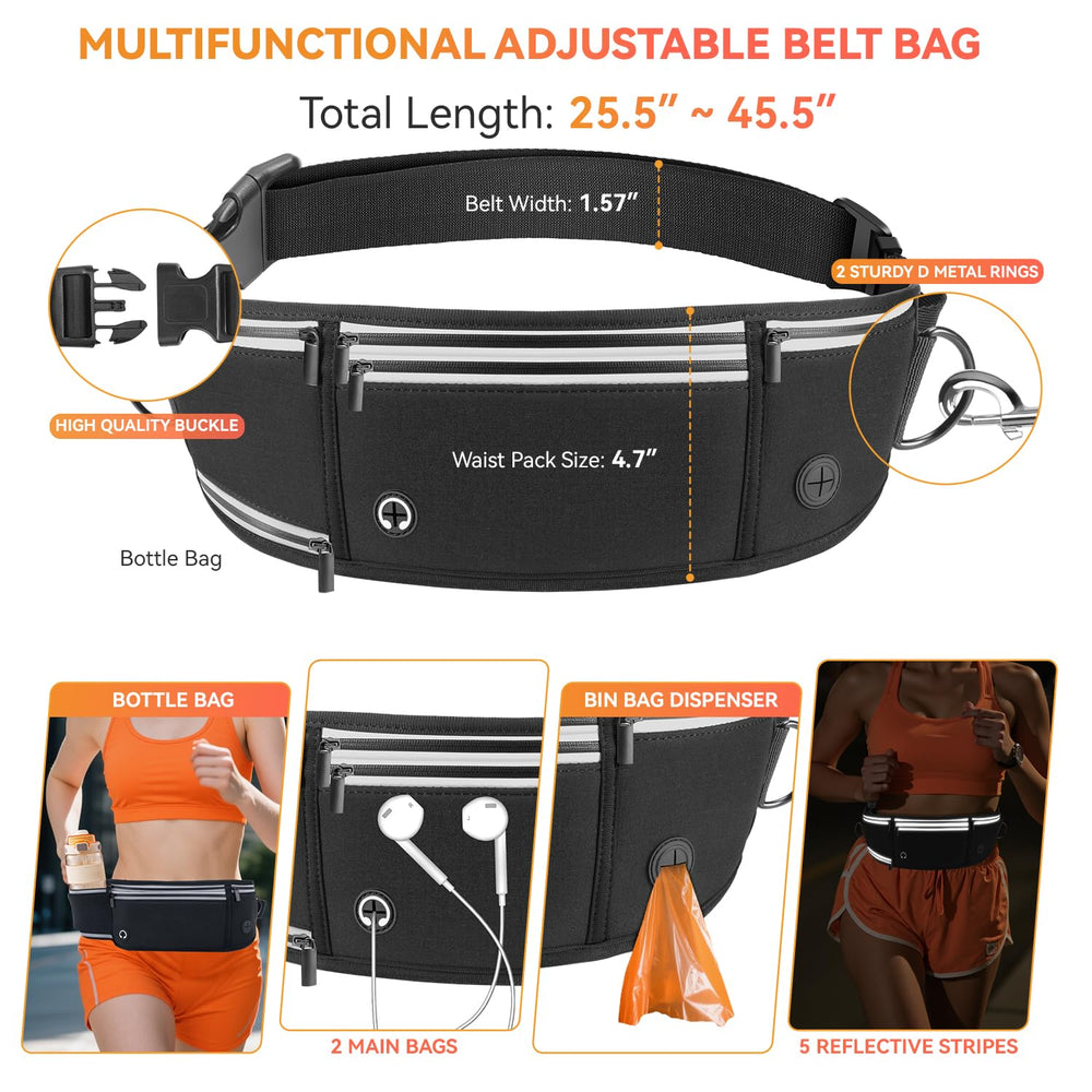 PETCOOZ waist-pack with four compartments keeps phone, keys, and treats organized.