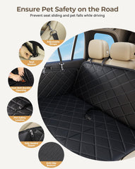 Petcozife dog car seat cover non-slip bottom and anchors keep it secure.
