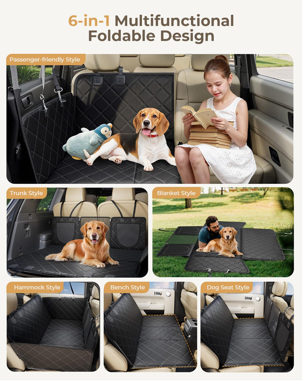 Petcozife dog car seat cover features ventilation mesh window for comfort.