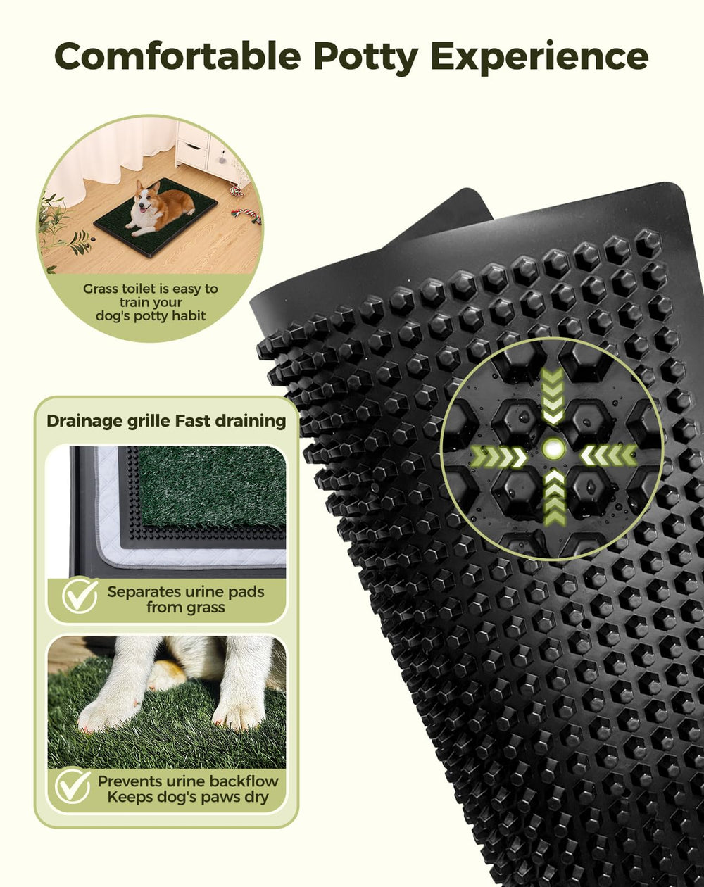 Petcozife dog grass pad indoor use on balcony with anti-slip backing