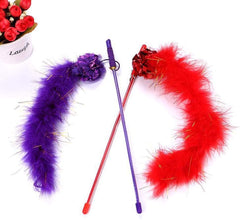 PETCTN indoor cat play closeup features a durable wand and soft feathers for safe indoor fun.