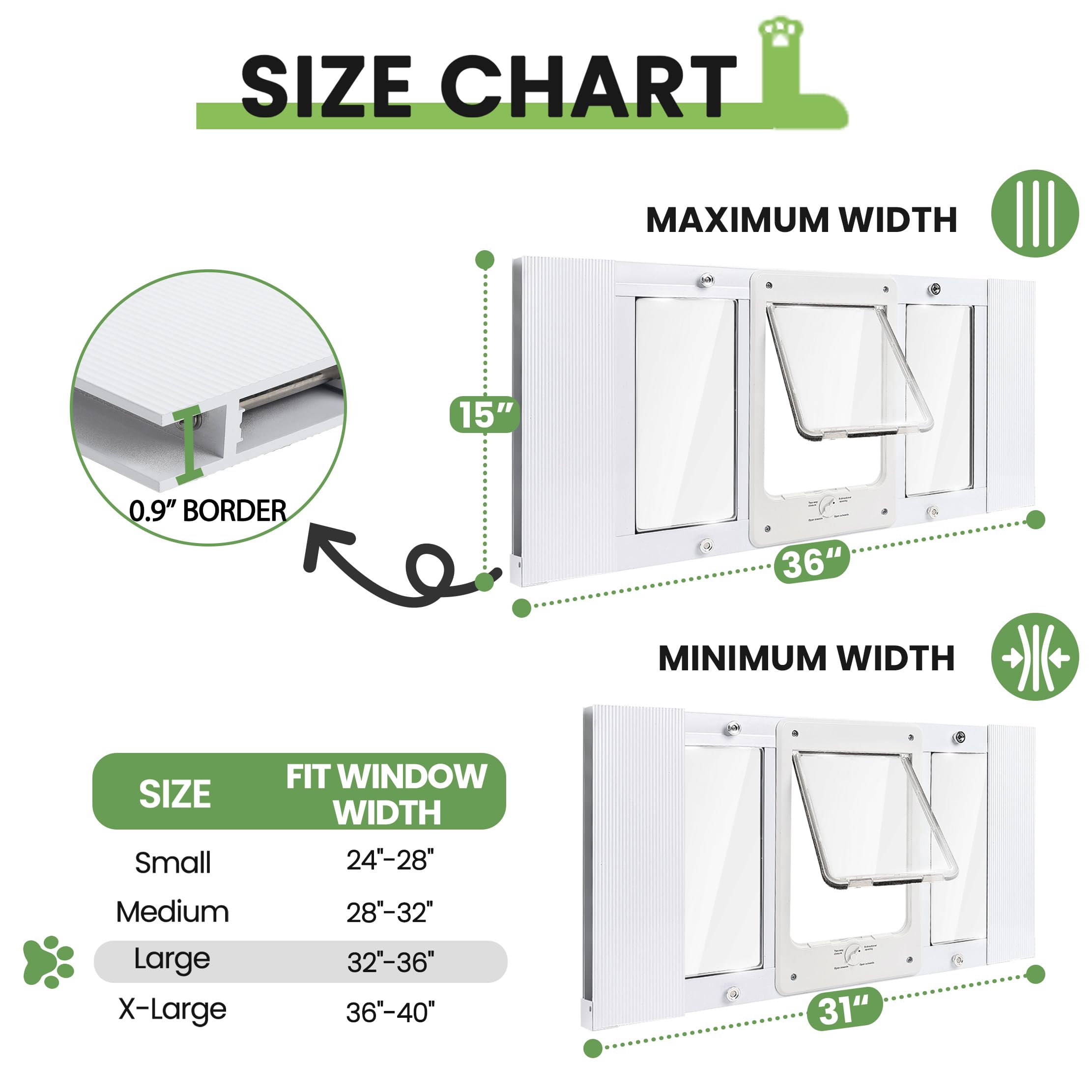 Petoasis sash window fit for 32-36 inch openings ensures secure access.