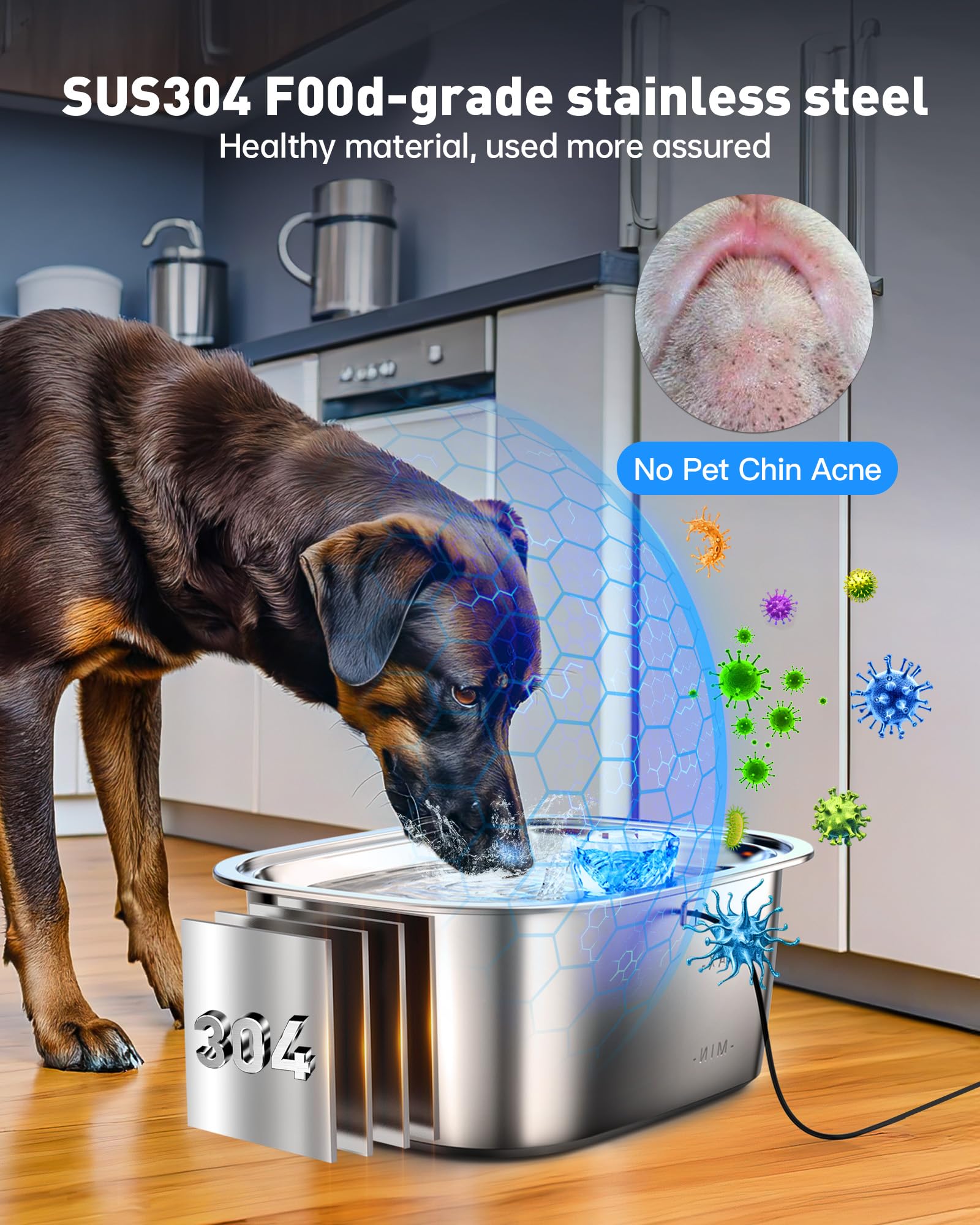 PETDOTT 3-gallon capacity image demonstrates reduced refills for multi-pet households.