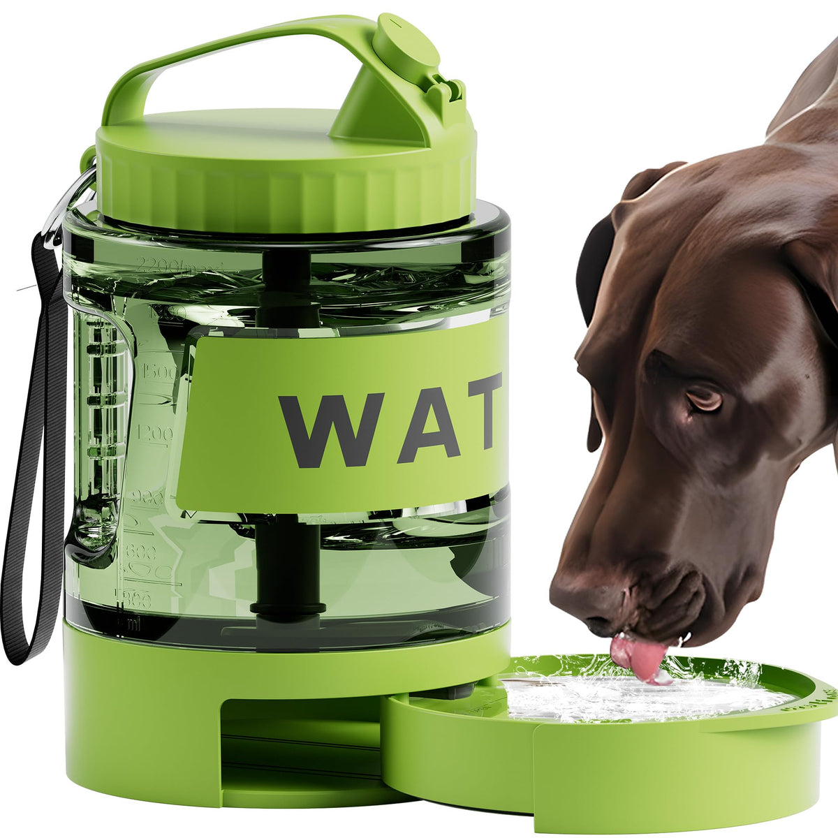 PETDOTT 77oz dog water dispenser cap closed for easy outdoor hydration.
