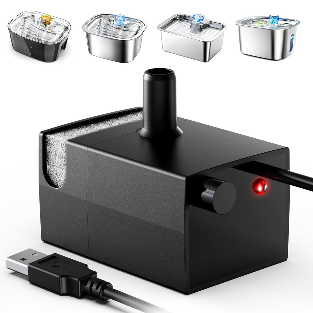 PETDOTT dog fountain pump closeup in stainless steel, durable and quiet