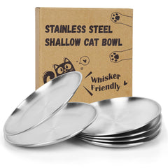 Petdream 6-pack cat bowls showcase durable stainless steel for whisker-friendly meals.