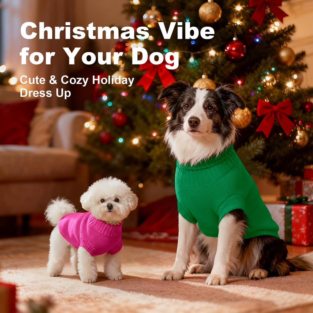 Petdream dog sweater collar view shows snug fit for indoor-outdoor winter comfort.