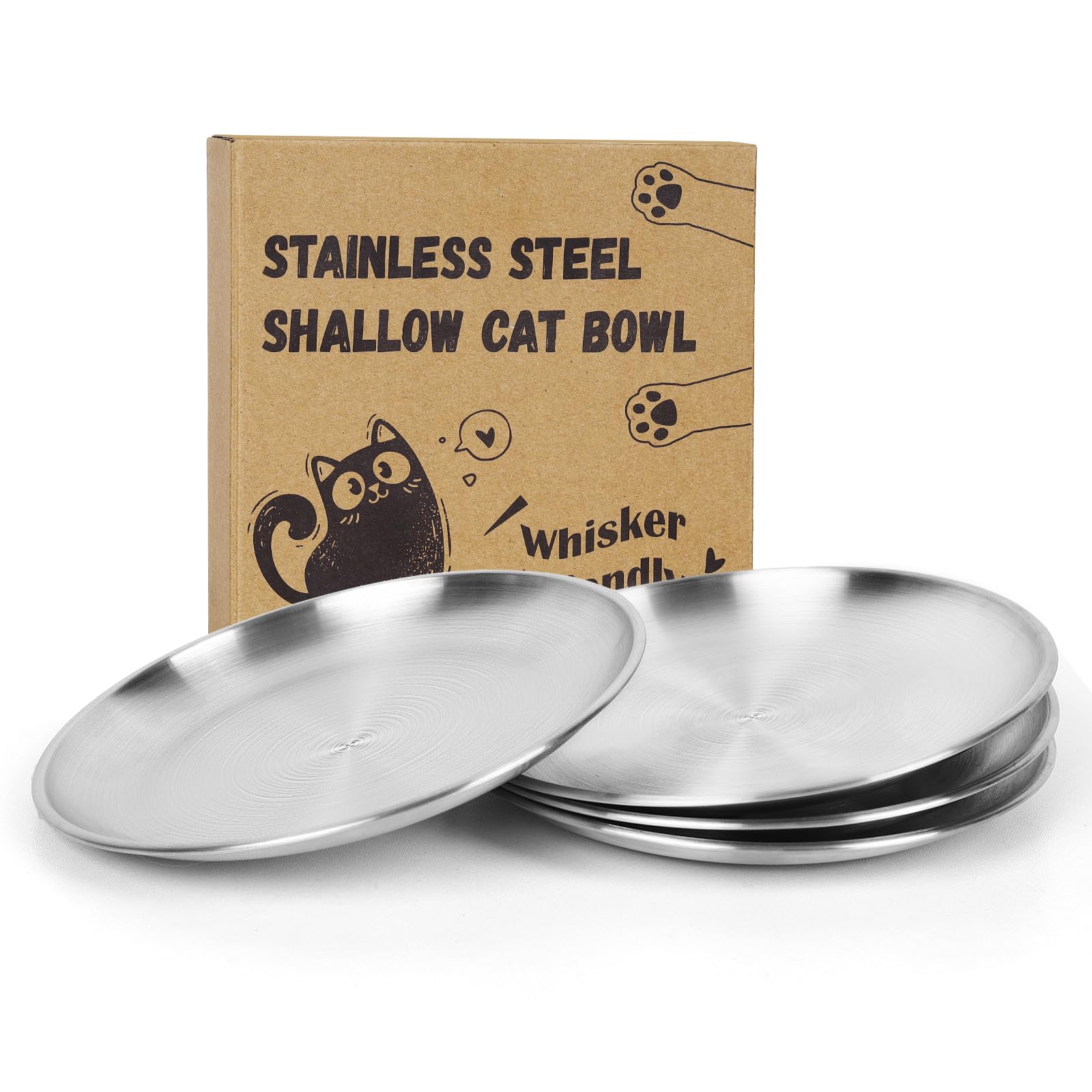 Petdream tazones acero inoxidable 4-pack: conjunto resistente para comida y agua diaria.