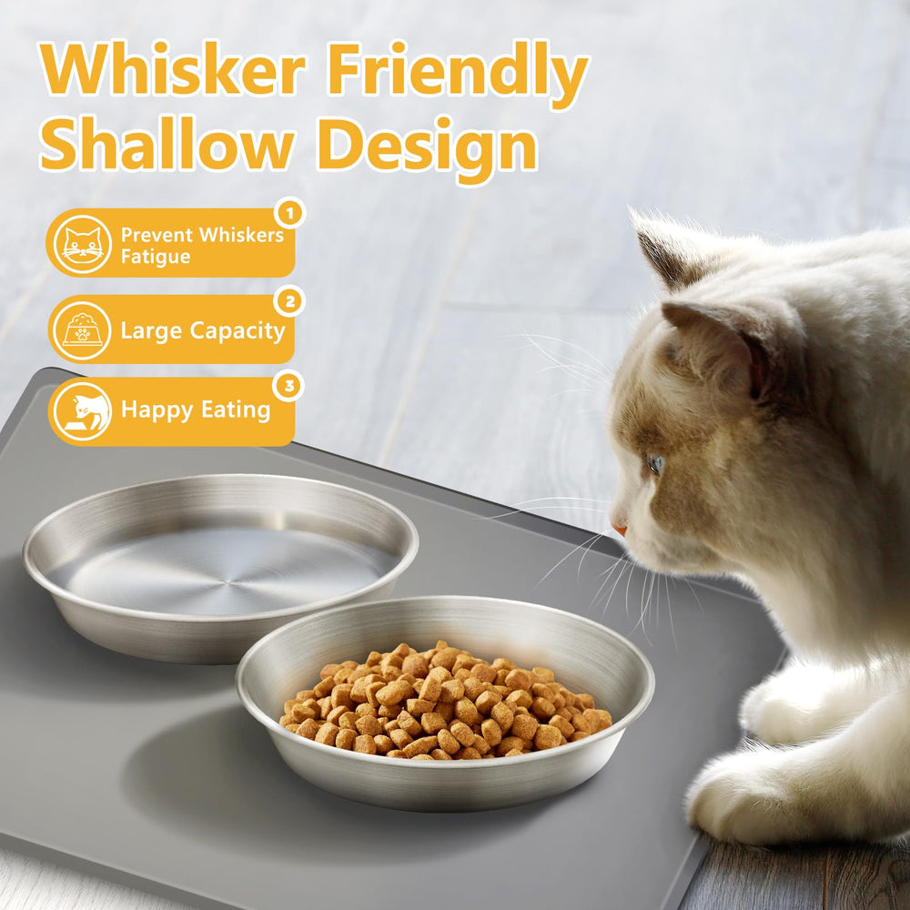 Petdream whisker-friendly shallow bowls reduce whisker contact