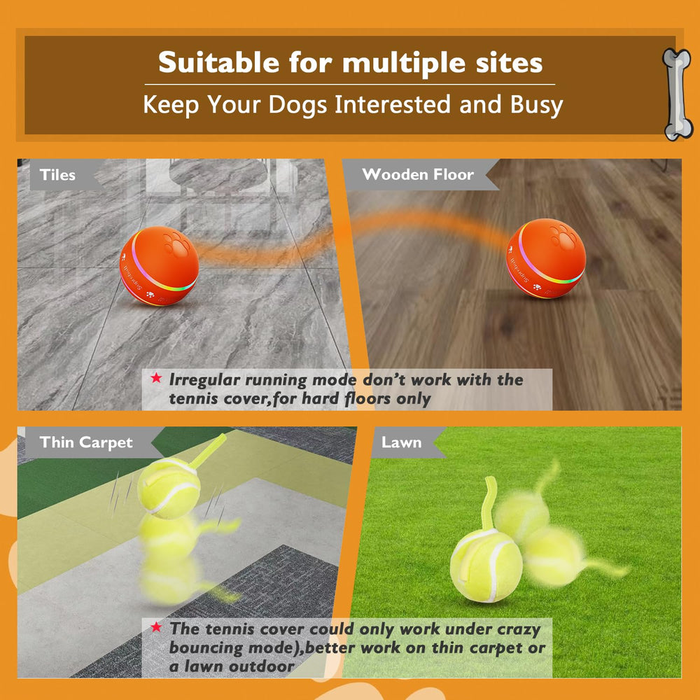 PetDroid motion-sensor dog ball rolling during interactive play