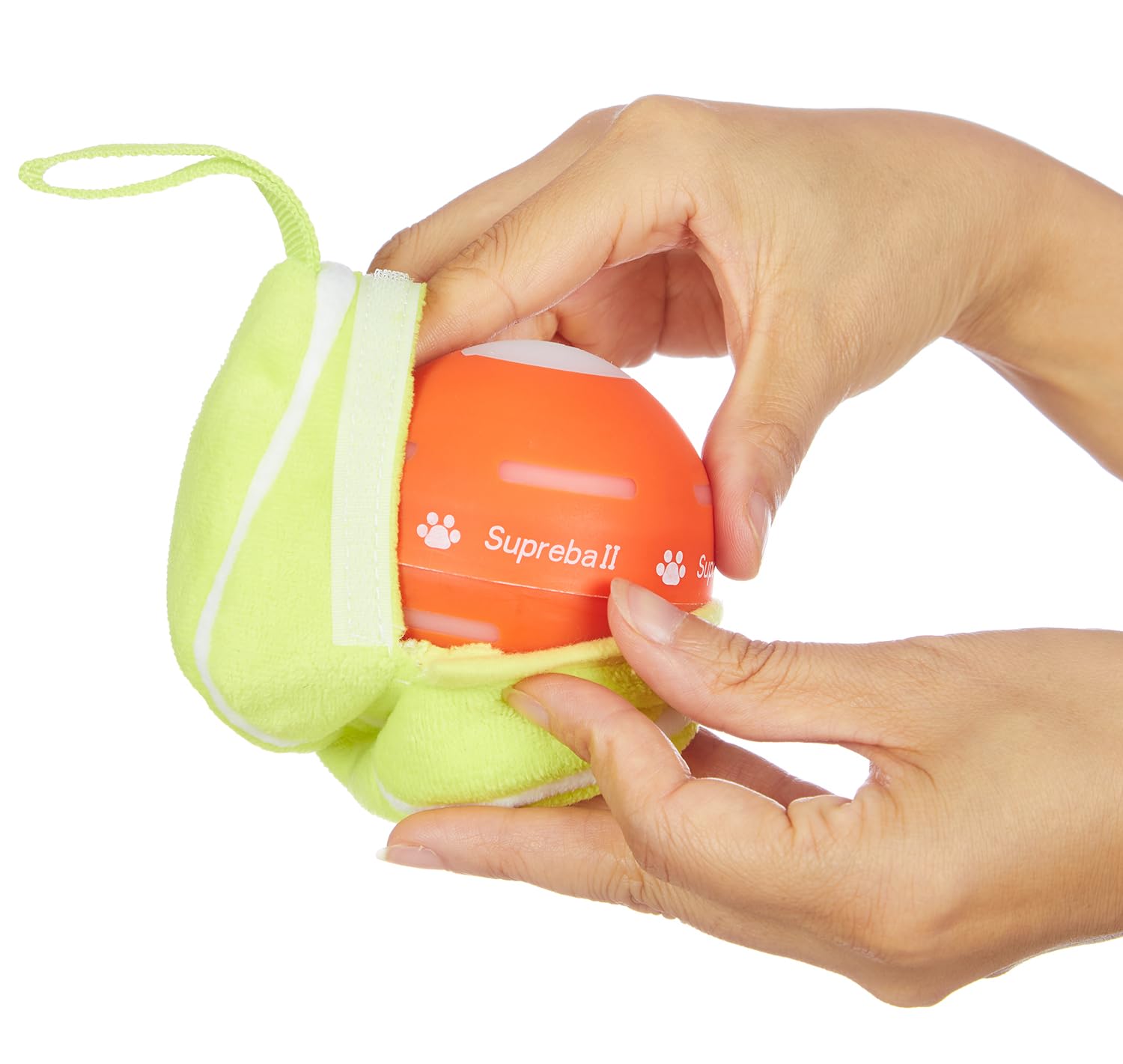 PetDroid plush cover closeup with stitching, built for durability during interactive fetch