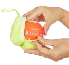 PetDroid plush cover closeup with stitching, built for durability during interactive fetch