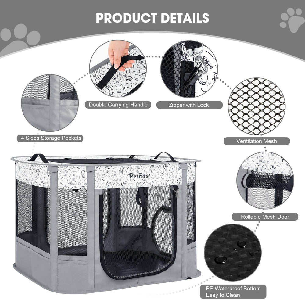 PetEase spacious enclosure with eight fiberglass rods for stable pet space.