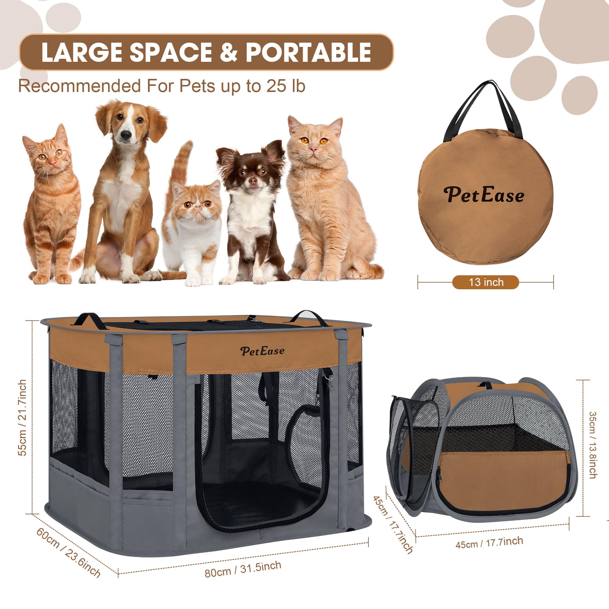 PetEase three-entrances-roll-up-curtains offer quick access for pets and owners