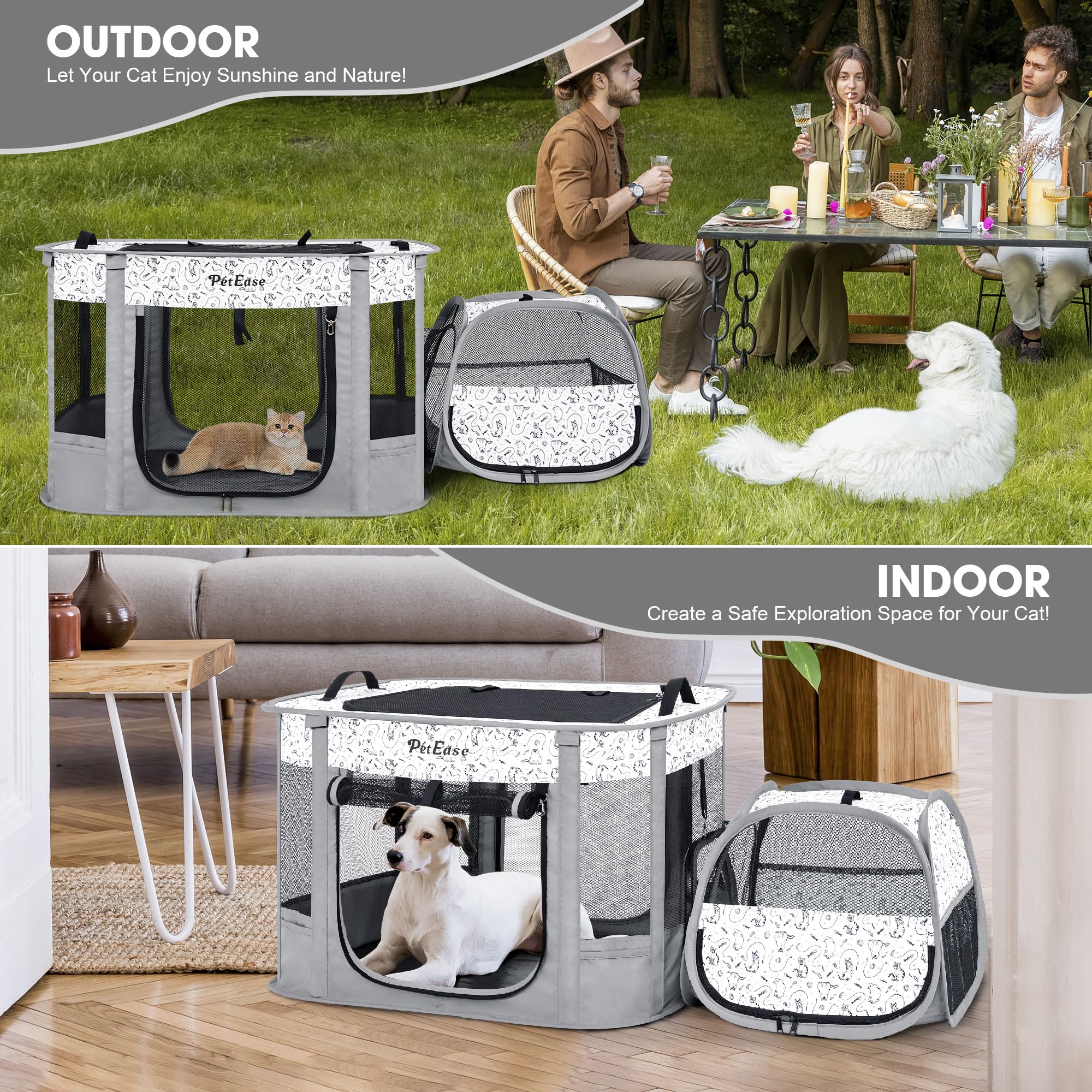 PetEase travel-ready enclosure suitable for home, travel, and outdoor adventures.