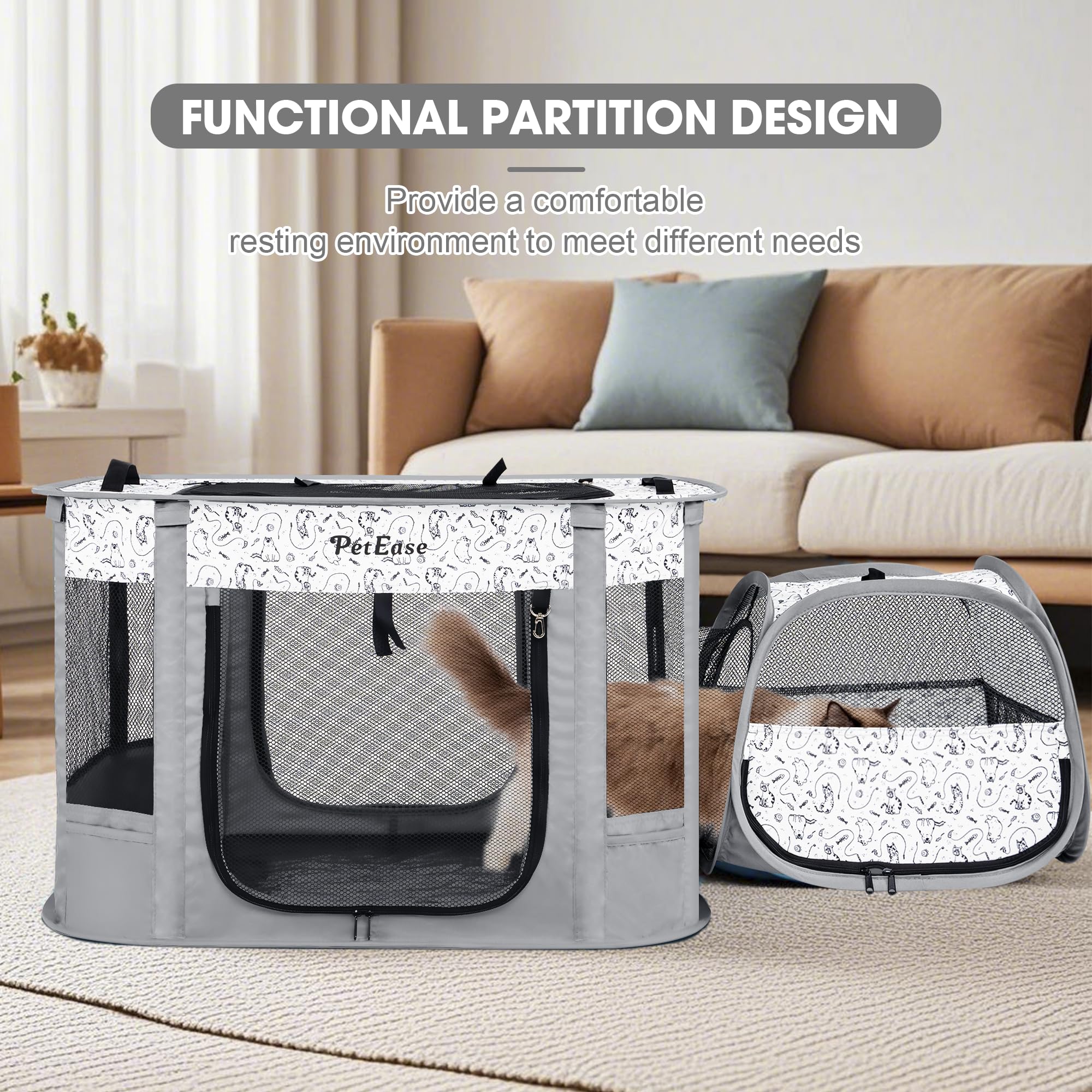 PetEase waterproof bottom simplifies quick cleanup after indoor or outdoor use.