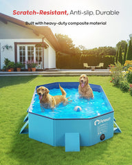Peteast extra large dog pool open frame emphasizes spacious interior for lounging and splashing