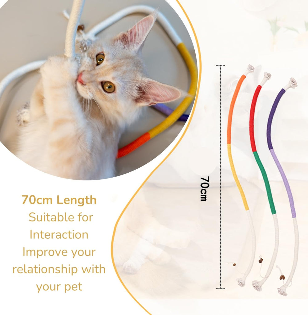Petelligent Cotton Rope Kitten Toys used for stress relief during playtime.