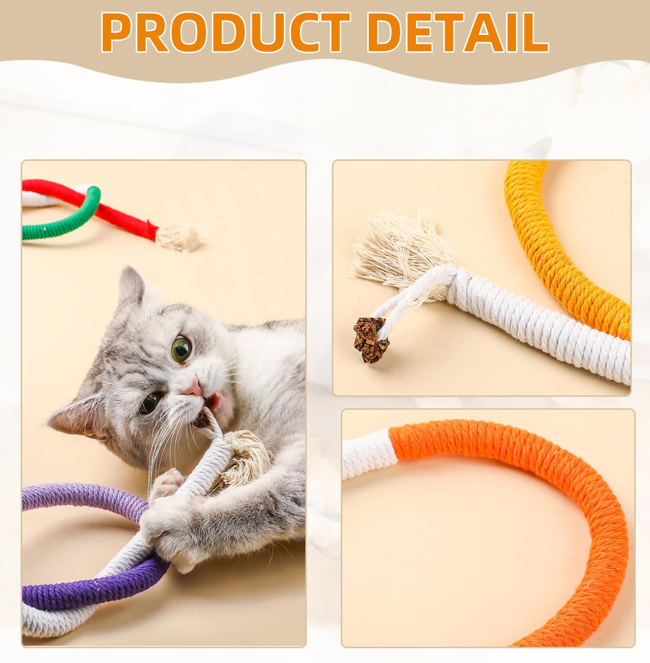 Petelligent Bent Cat Rope Toy bite-proof design stands up to enthusiastic chewers.