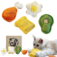 Petelligent loofah chew cat toy closeup showcases catnip-silvervine scent for playful exploration.