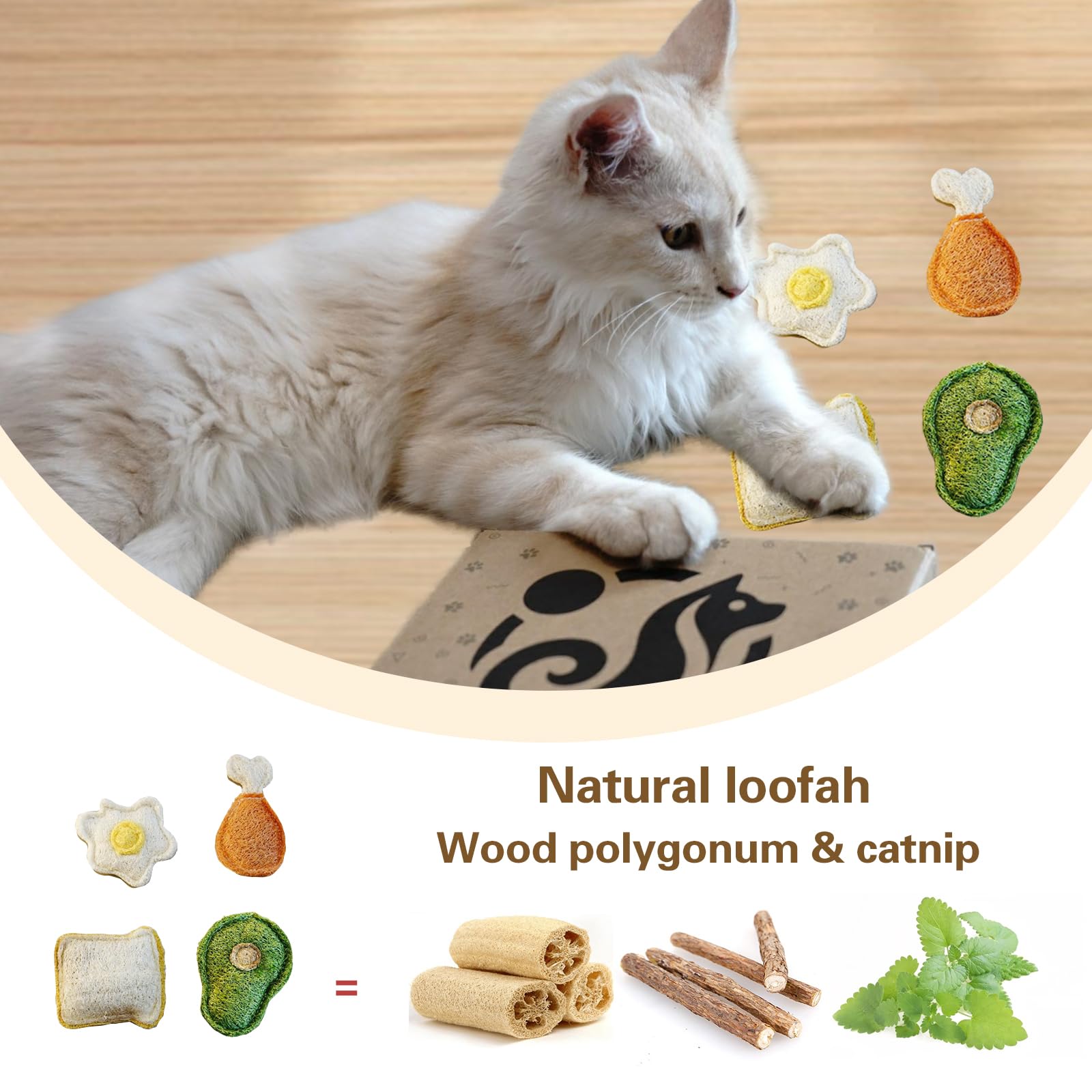 Petelligent loofah chew cat toy durable natural material for daily play.