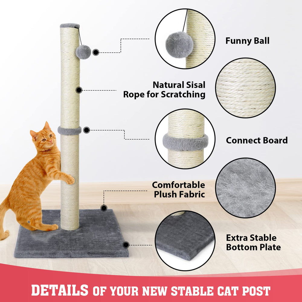 Petellow scratching post shows natural sisal rope wrap for satisfying scratching.
