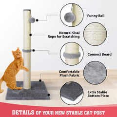 Petellow scratching post shows natural sisal rope wrap for satisfying scratching.