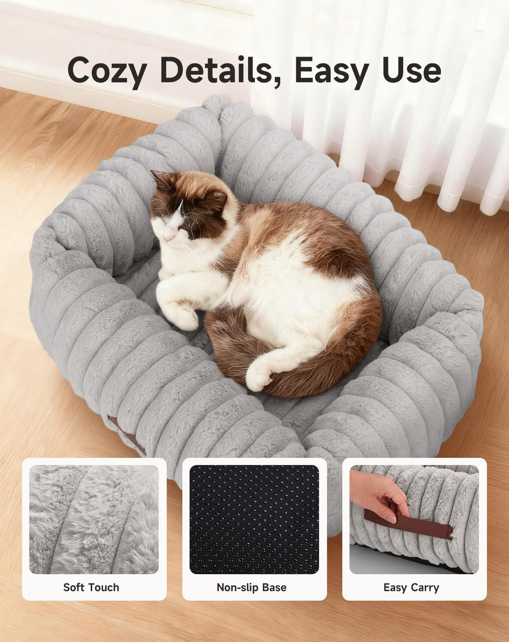PETEMPO cat bed six temperature levels illustrate customizable warmth.