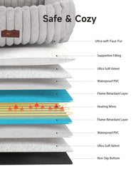 PETEMPO heated bed faux fur close-up emphasizes plush texture and inviting snuggle appeal