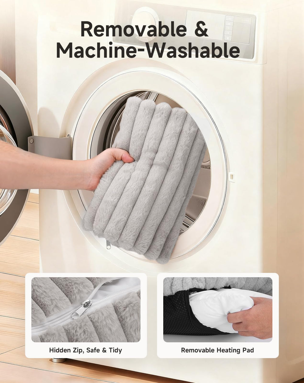 PETEMPO removable cover photo highlights easy machine-wash maintenance