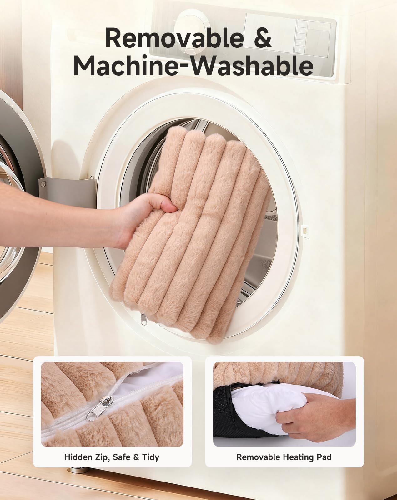 PETEMPO warming bed with neck-support pillow eases strain for relaxed naps.