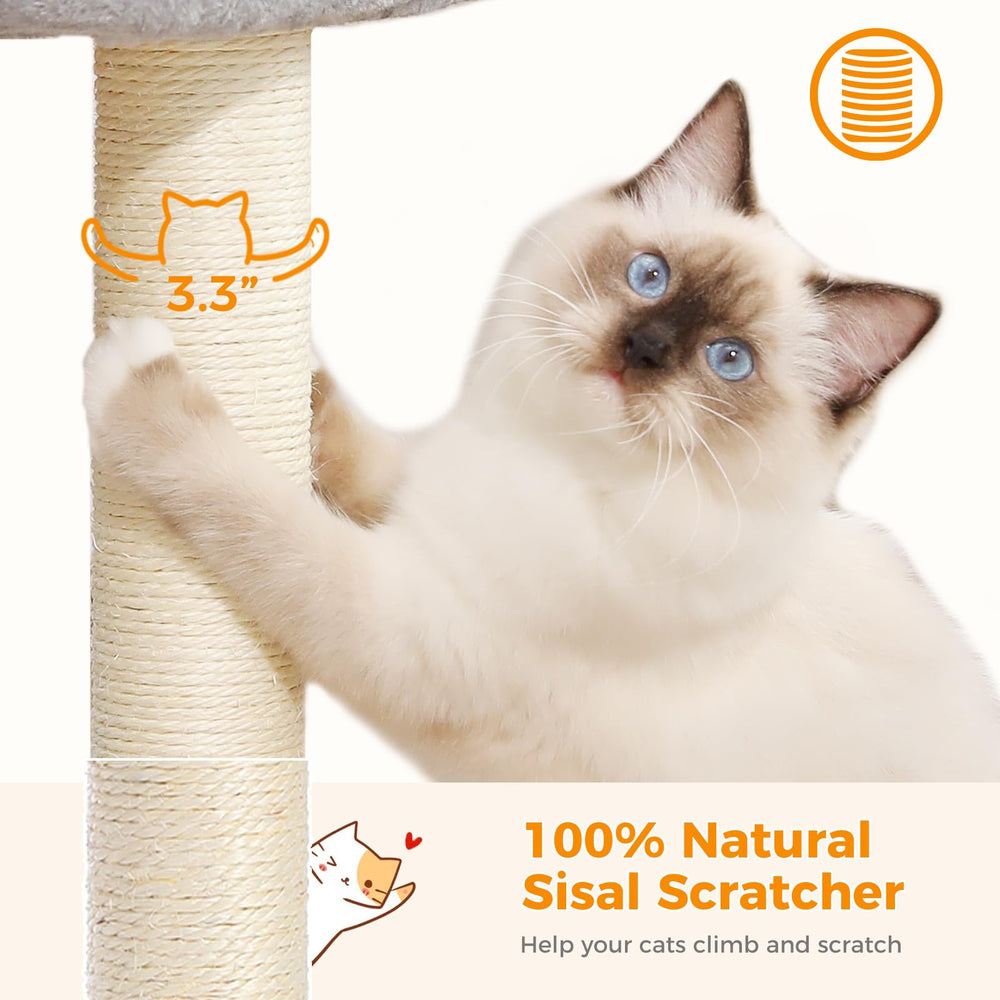 PETEPELA 19in plush top perch emphasizes cozy rest for cats.