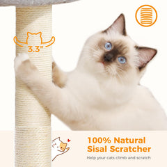 PETEPELA 19in plush top perch emphasizes cozy rest for cats.