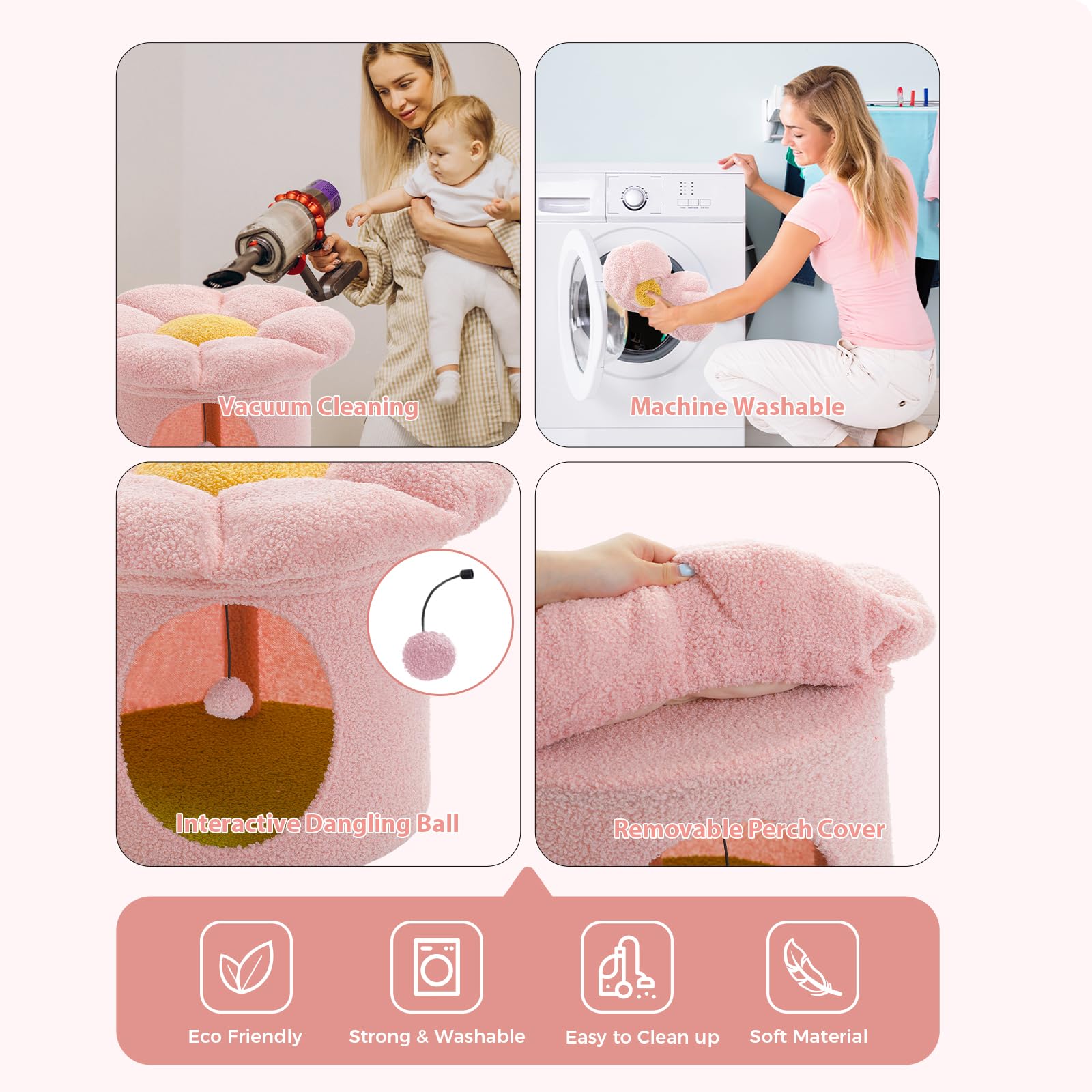 PETEPELA cat bed removable cover simplifies cleaning and maintenance.