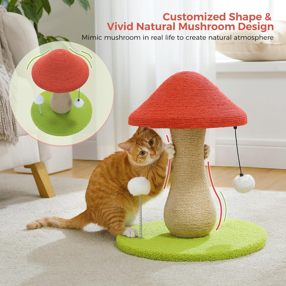 PETEPELA mushroom-cat-post-base: large base improves stability for confident scratching sessions.