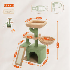 PETEPELA cactus cat tree hammock offers cozy rest after play.