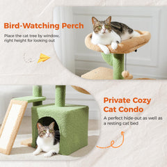 PETEPELA cactus cat tree with sisal ramp promoting healthy scratching.