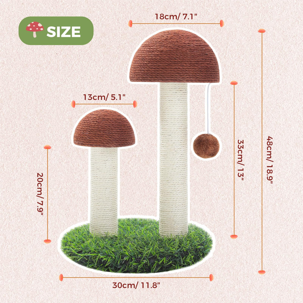 PETEPELA mushroom tall sisal side view showing inviting climbing for kittens