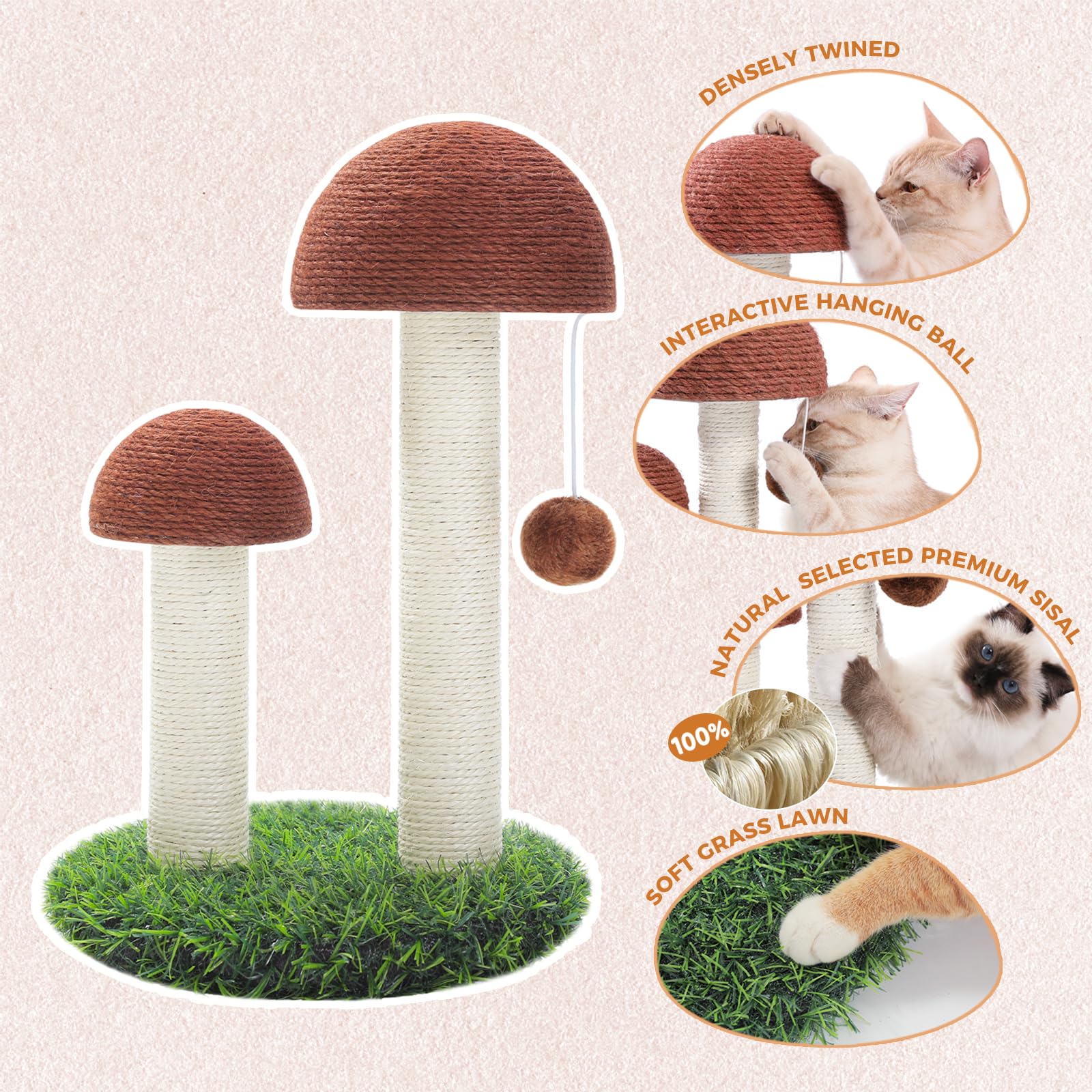 PETEPELA sisal poles closeup highlighting durable scratching material