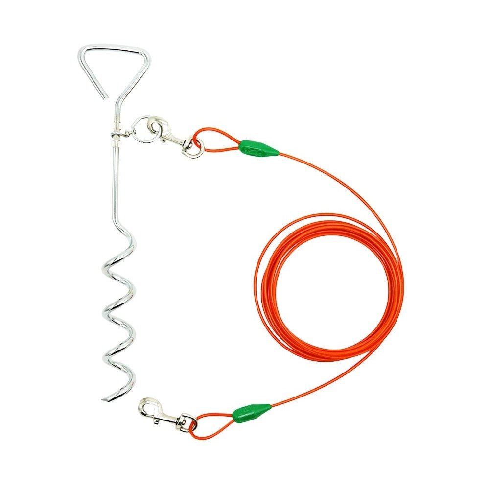 Petest 15ft tie-out cable closeup emphasizing durable steel construction.