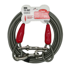 Petest 25ft tie-out cable assembly for large dogs, versatile yard tether.